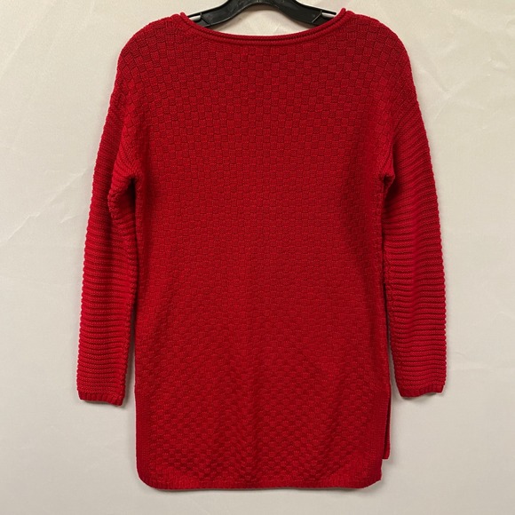 Vince Camuto Women XS Red Textured Oversized Cozy Knit Pullover Weather Sweater - Picture 7 of 9